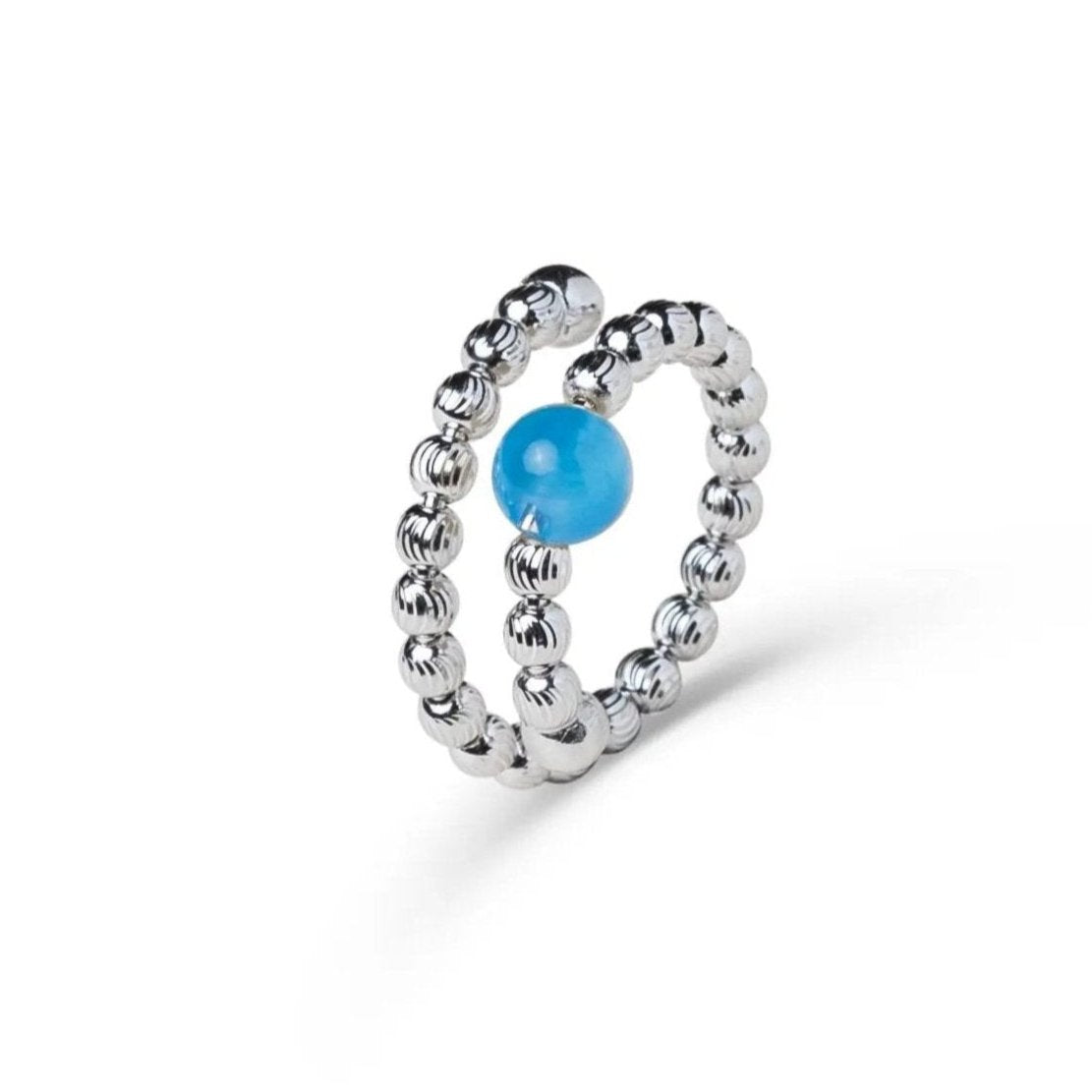 Anello Flex Sparkle Mini in argento 925 e vetro azzurro - collezione Basic - Adami Gioielli