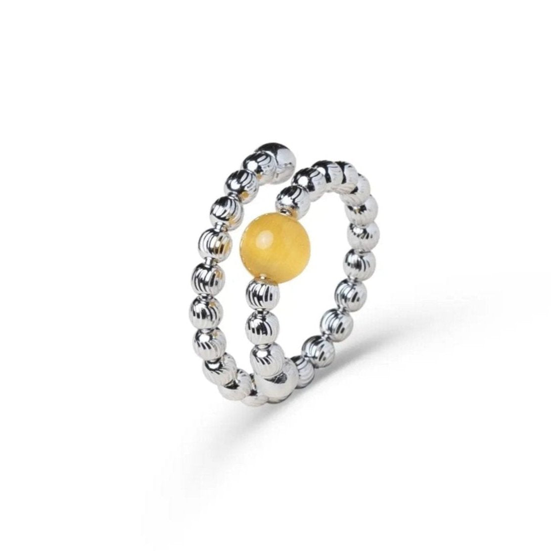 Anello Big Bubble doppio in argento 925 e vetro giallo - collezione Basic Adami Gioielli 