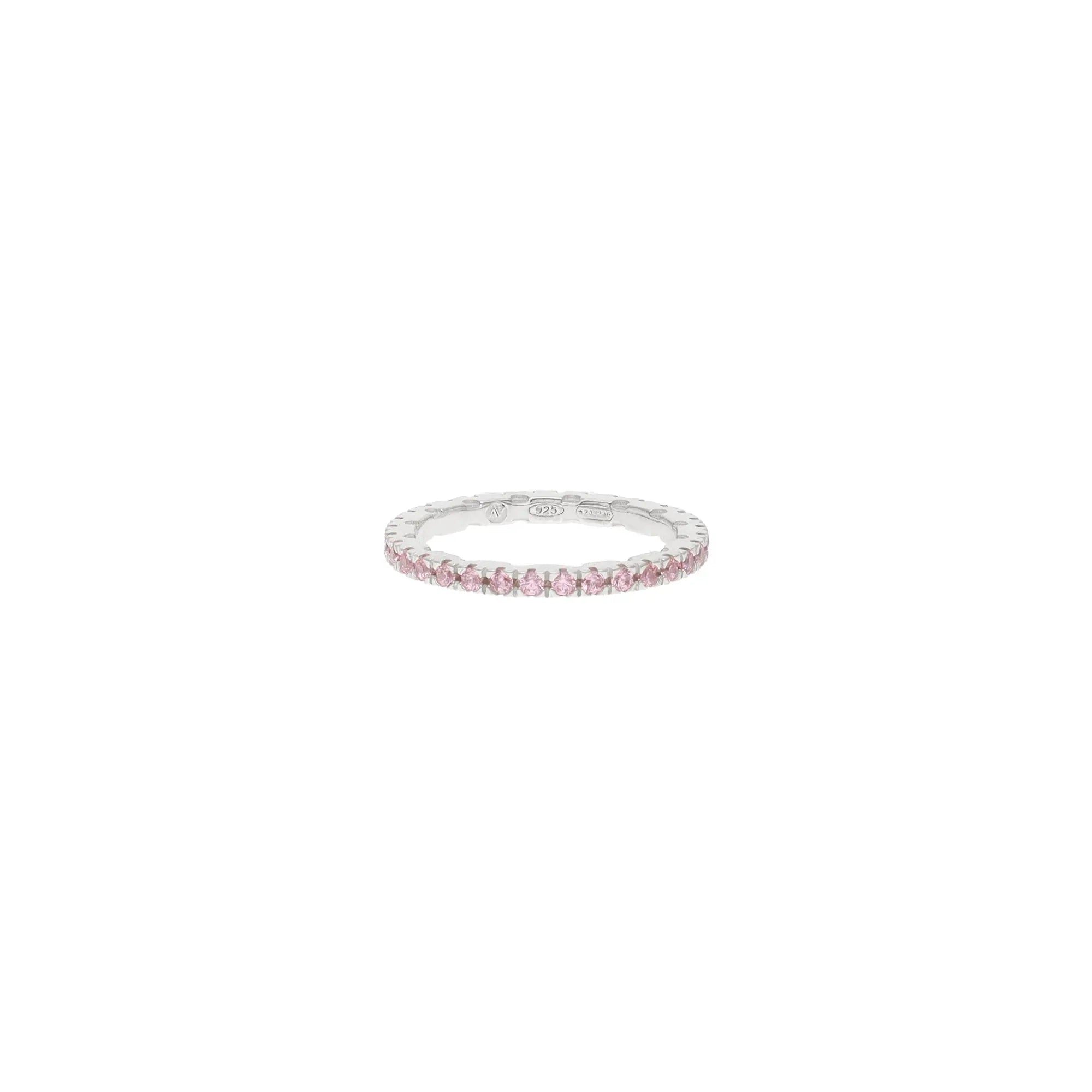 Anello Eternity in argento 925 con zirconi rosa - collezione Nuance - Adami Gioielli