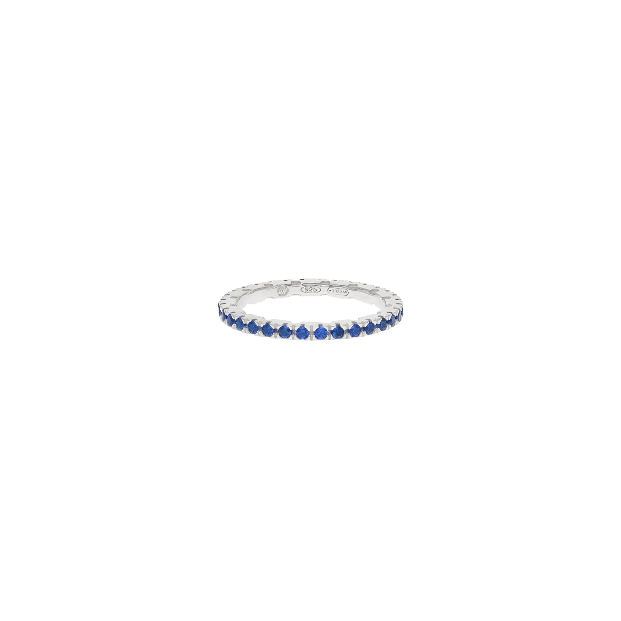 Anello Eternity in argento con zirconi blu - collezione Nuance - Adami Gioielli