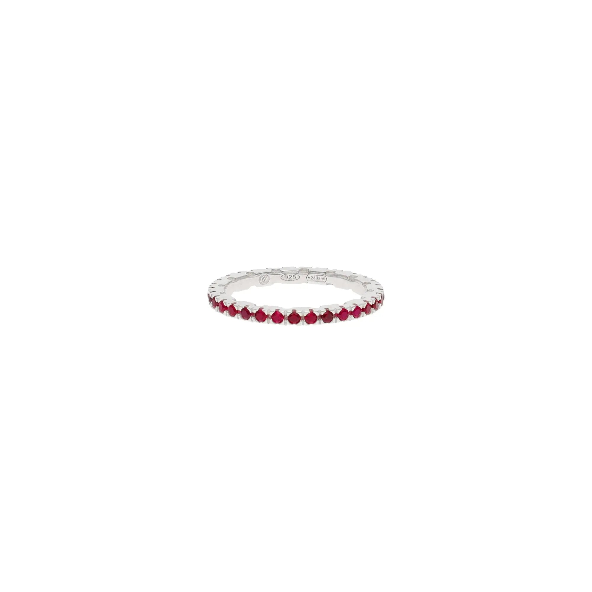 Anello Eternity in argento con zirconi rossi - collezione Nuance - Adami Gioielli