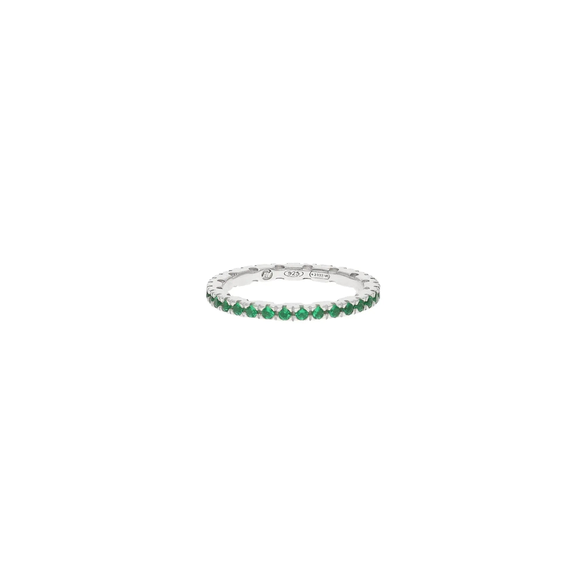 Anello Eternity in argento con zirconi verdi - collezione Nuance - Adami Gioielli