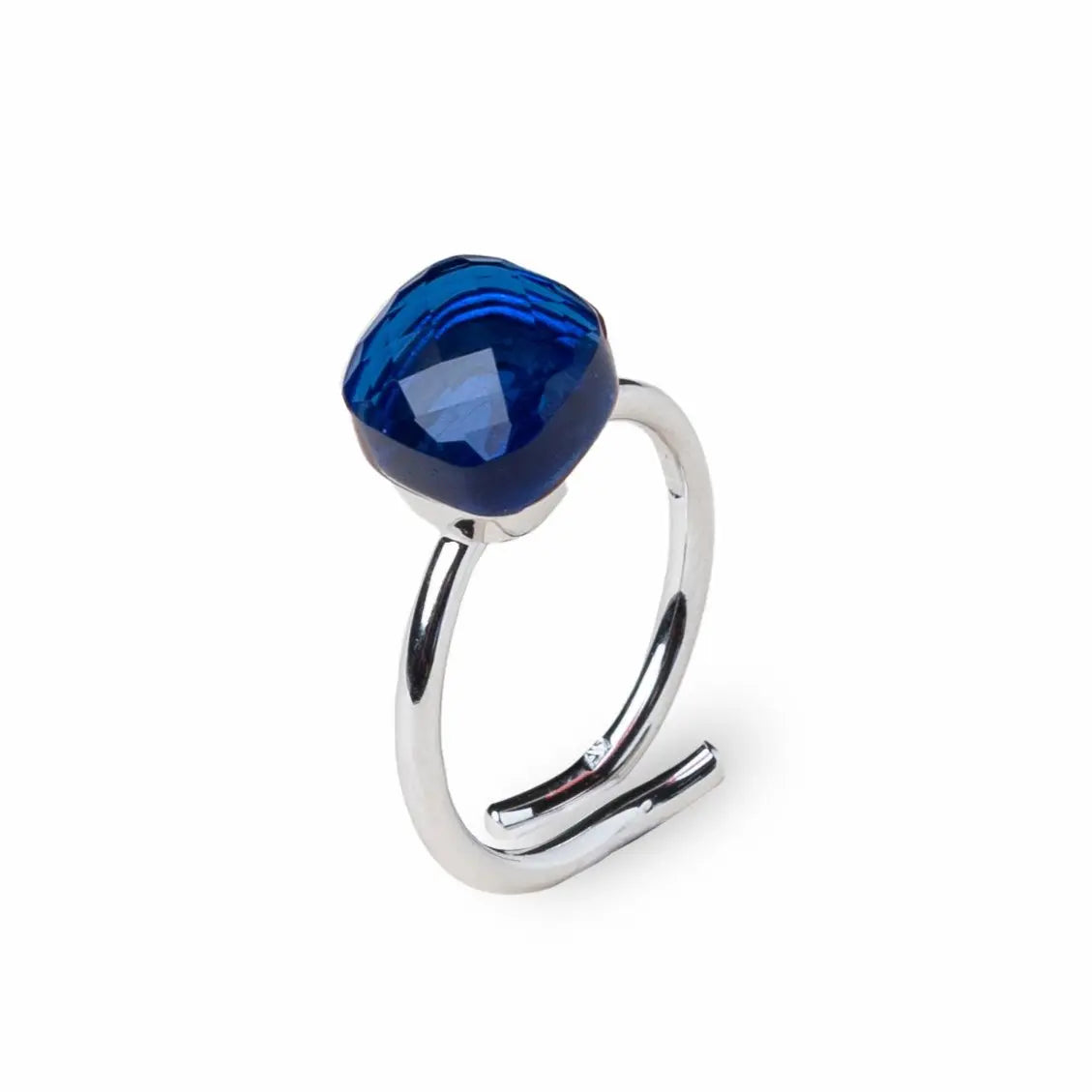Anello Manhattan con pietra color blu argento 925 - collezione Manhattan Adami Gioielli 