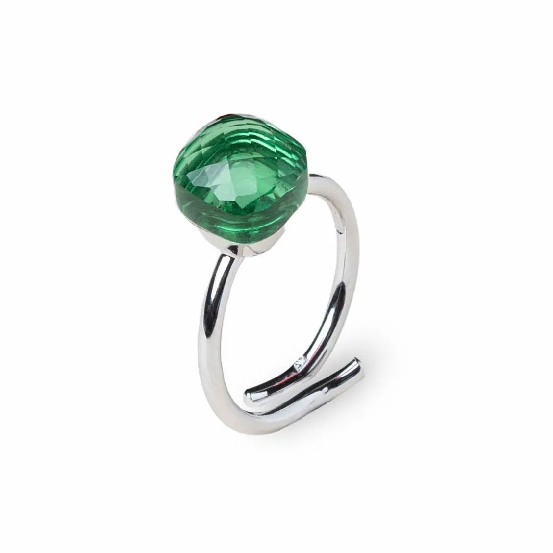 Anello Manhattan in argento 925 con pietra colore verde- collezione Manhattan - Adami Gioielli