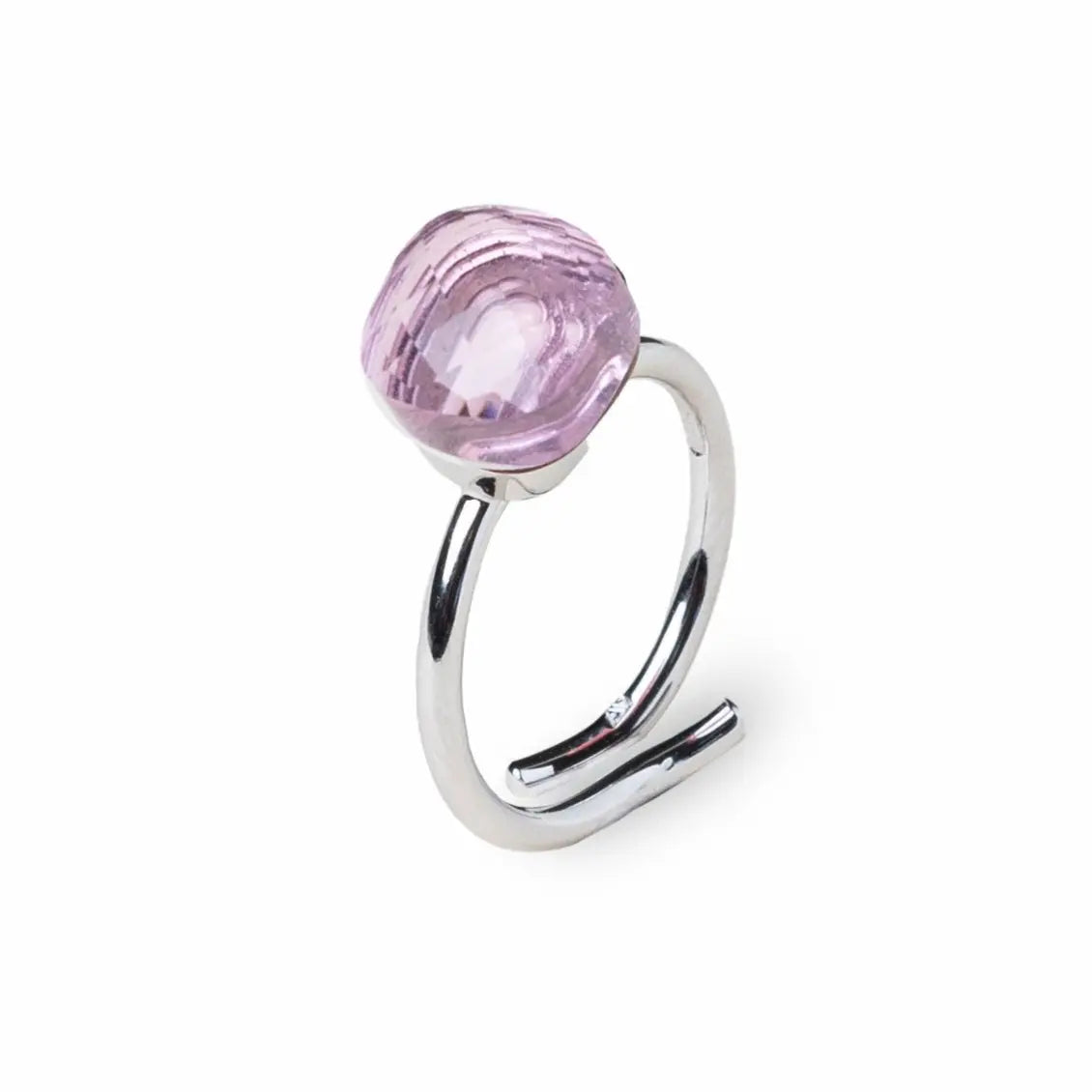 Anello Manhattan in  argento 925 con pietra rosa- collezione Manhattan - Adami Gioielli