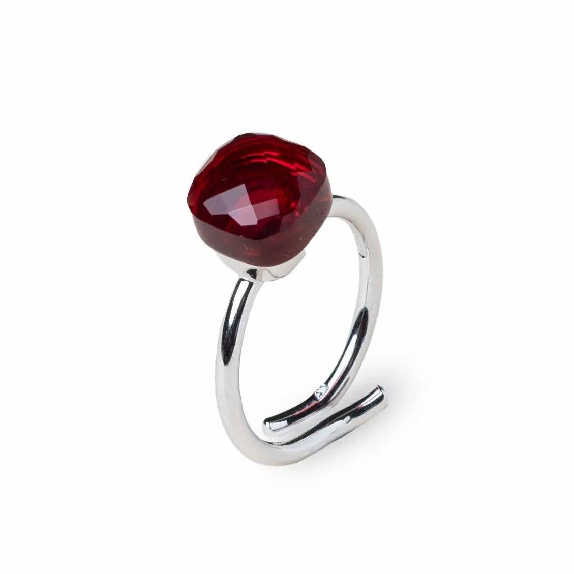 Anello Manhattan con pietra color rosso argento 925 - collezione Manhattan Adami Gioielli 