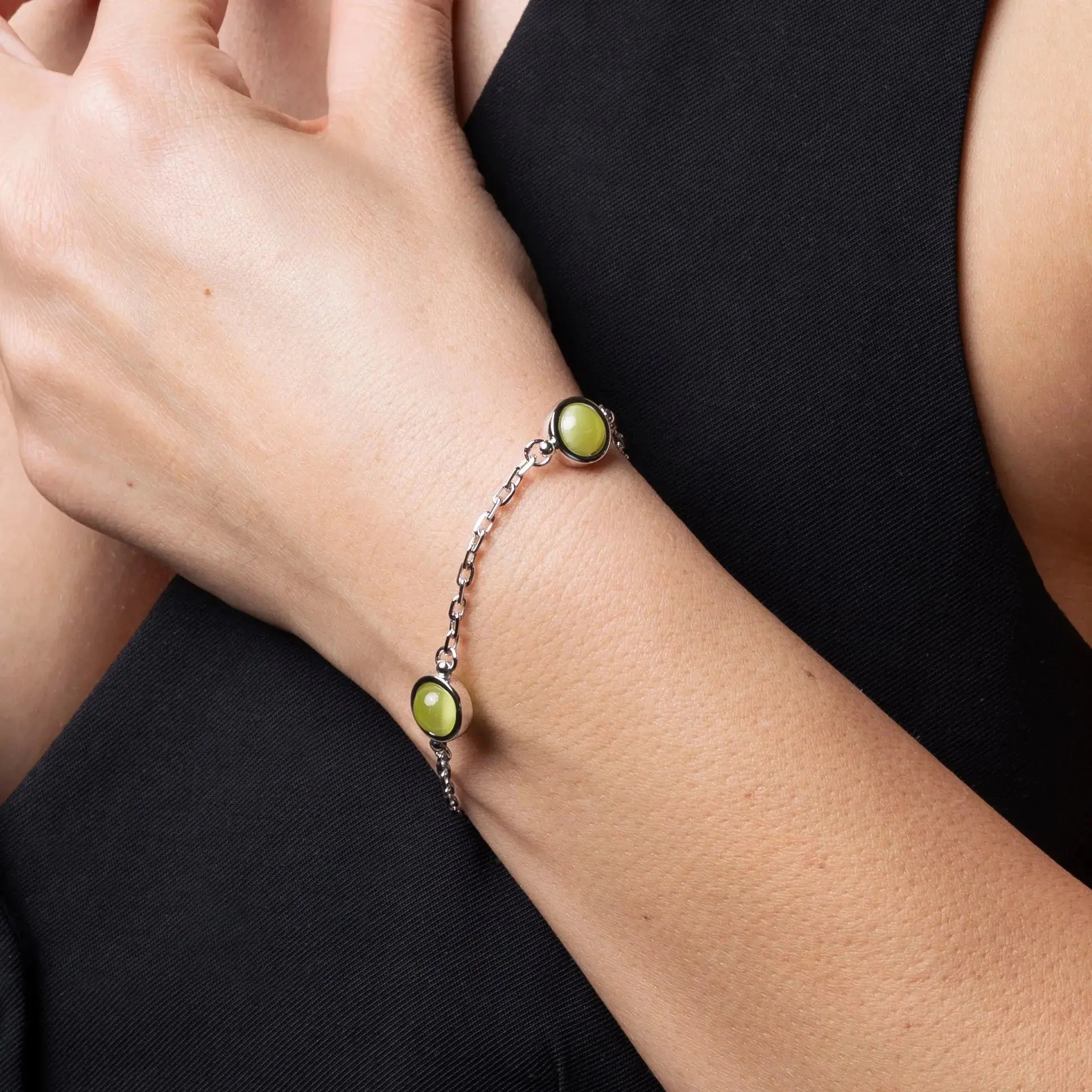 Bracciale Globo verde in Argento 925 e vetro - collezione Basic Adami Gioielli 