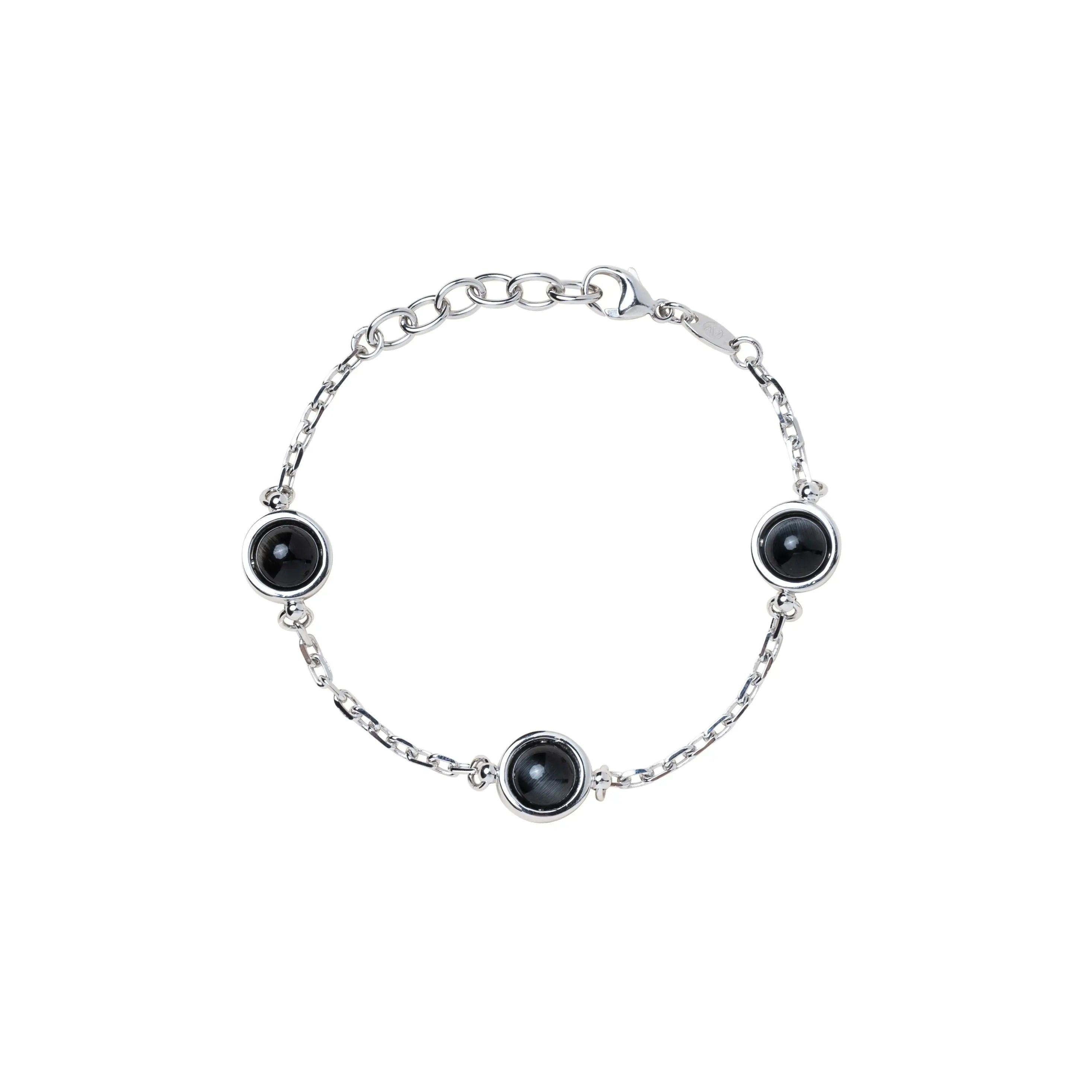 Bracciale Globo nero in Argento 925 e vetro - collezione Basic - Adami Gioielli