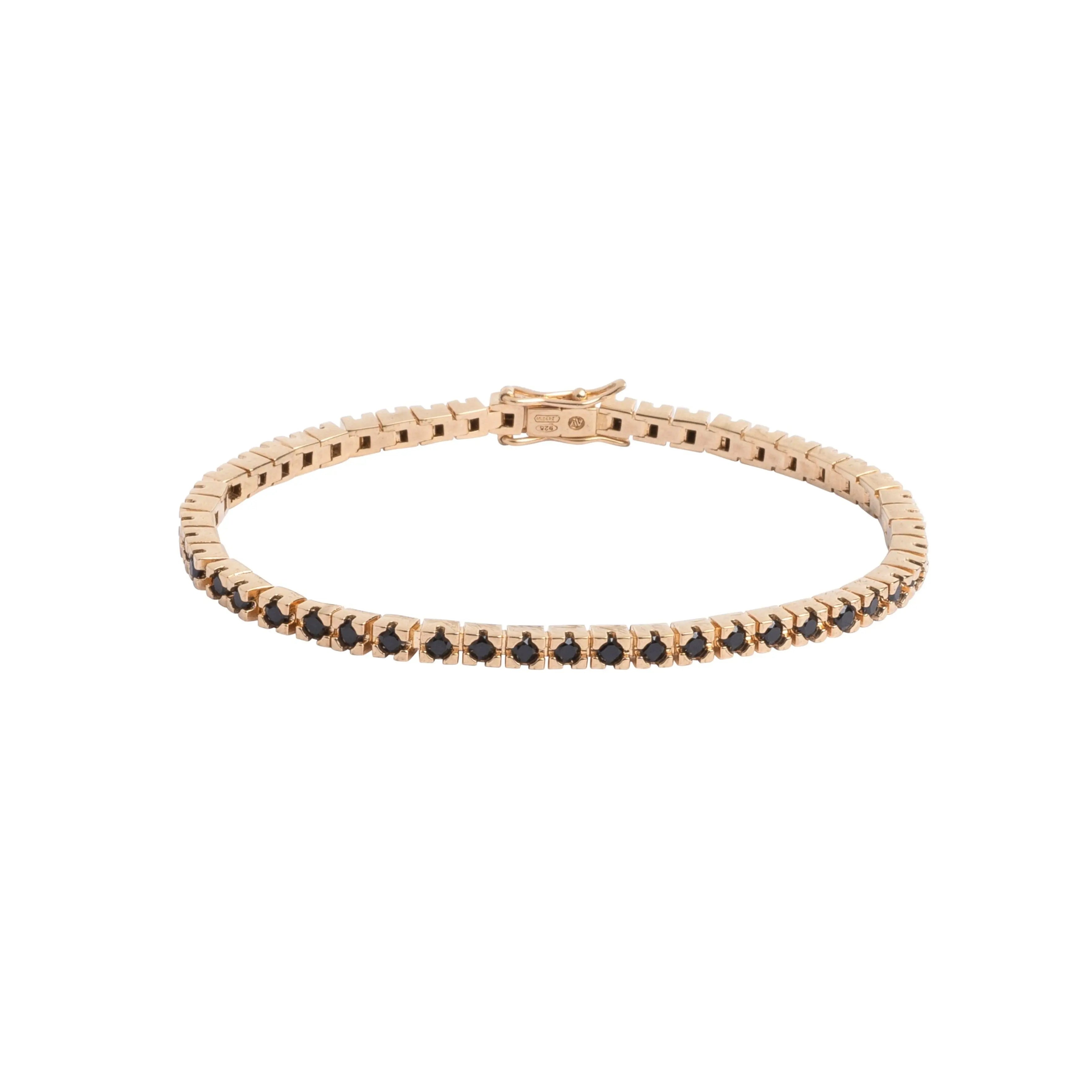 Bracciale Tennis in argento 925 dorato con zirconi neri - collezione Nuance Adami Gioielli