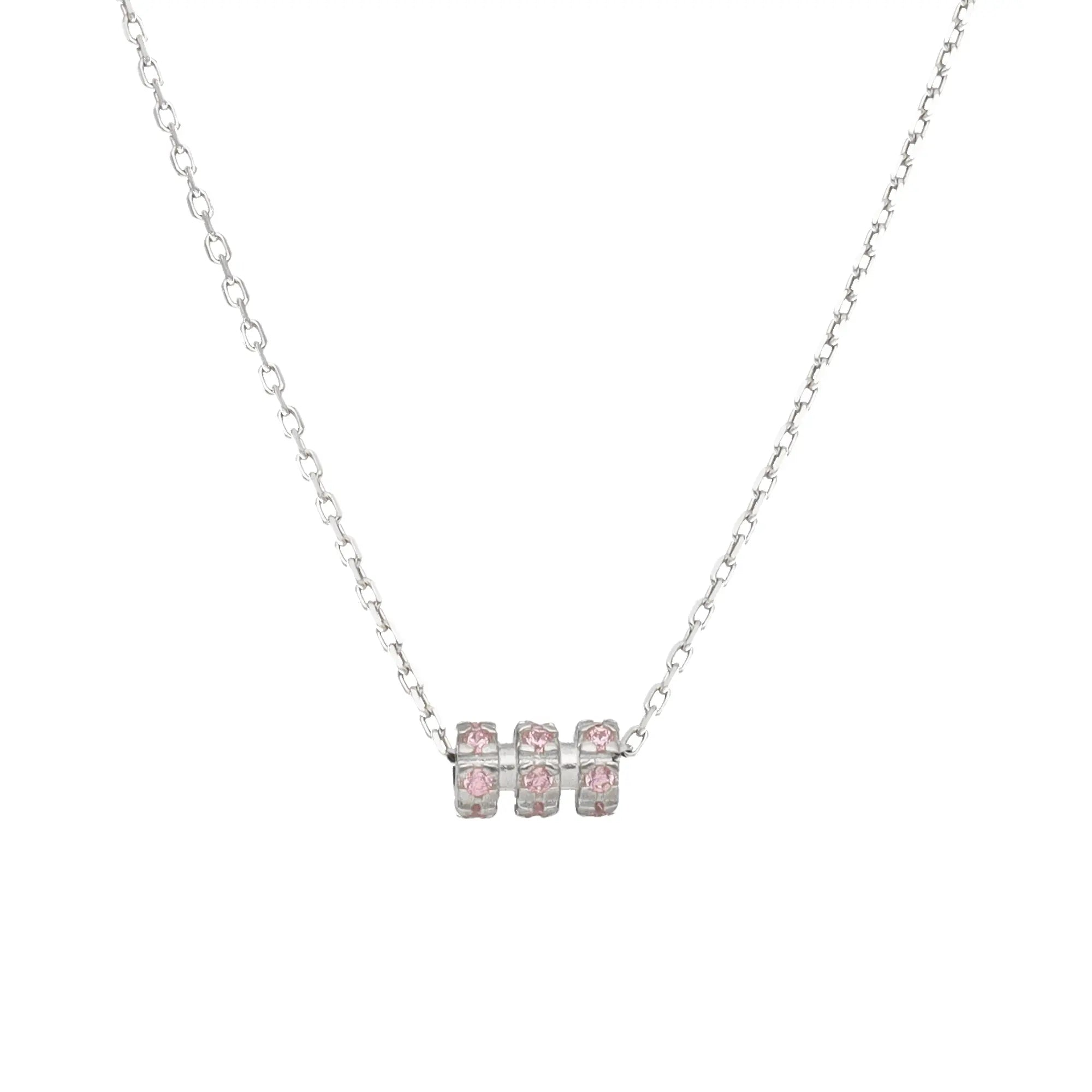 Collana Barrel in argento 925 con zirconi rosa - collezione Nuance - Adami Gioielli