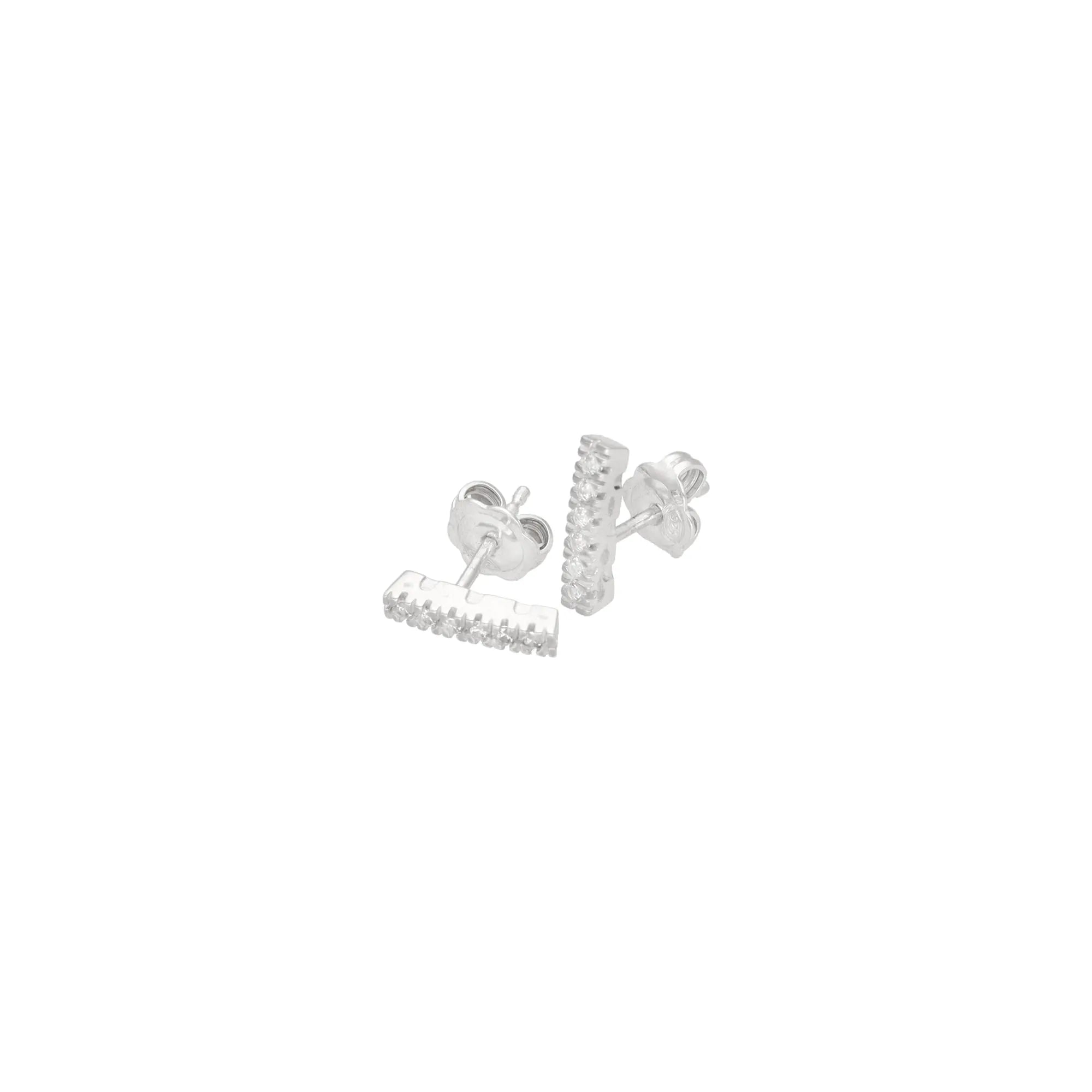 Orecchini Bar in argento 925 con zirconi bianchi - collezione Nuance - Adami Gioielli