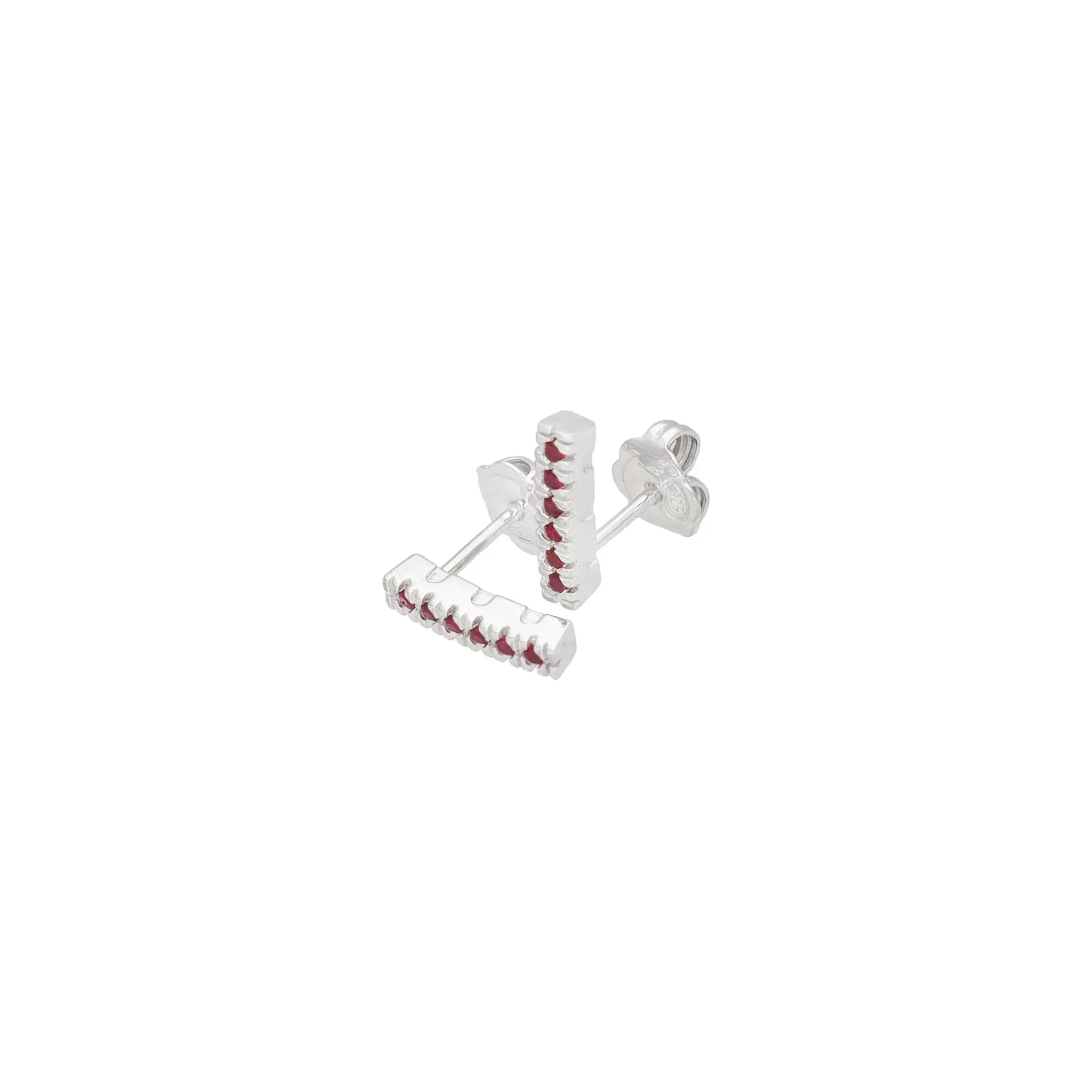 Orecchini Bar in argento 925 con zirconi rossi - collezione Nuance - Adami Gioielli