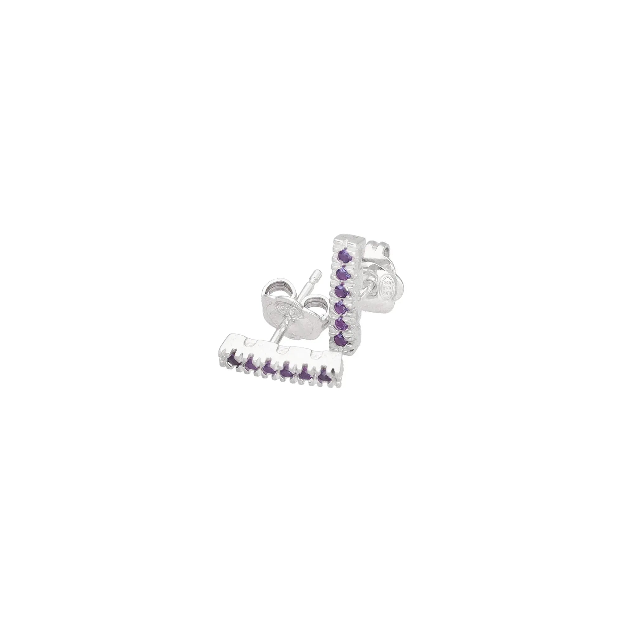 Orecchini Bar in argento 925 con zirconi viola - Adami Gioielli