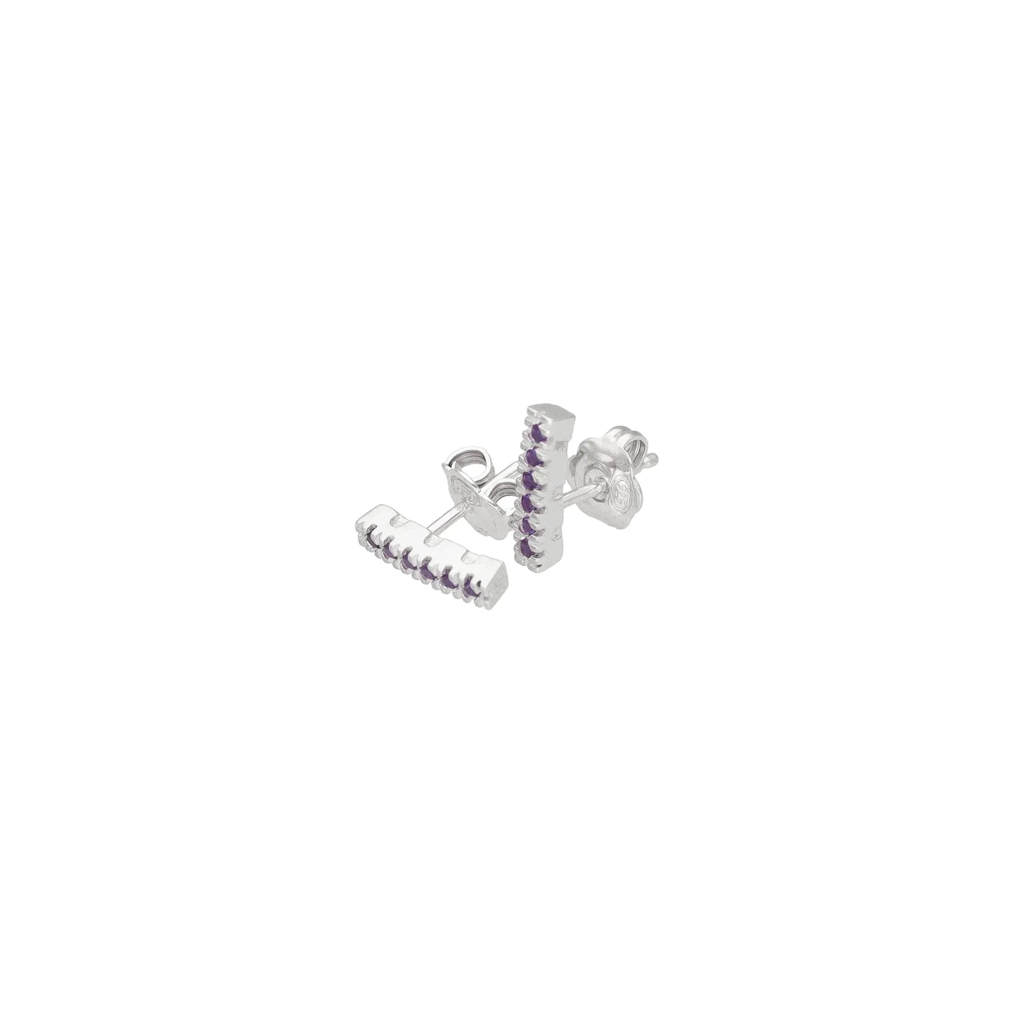 Orecchini Bar in argento 925 con zirconi viola - Adami Gioielli