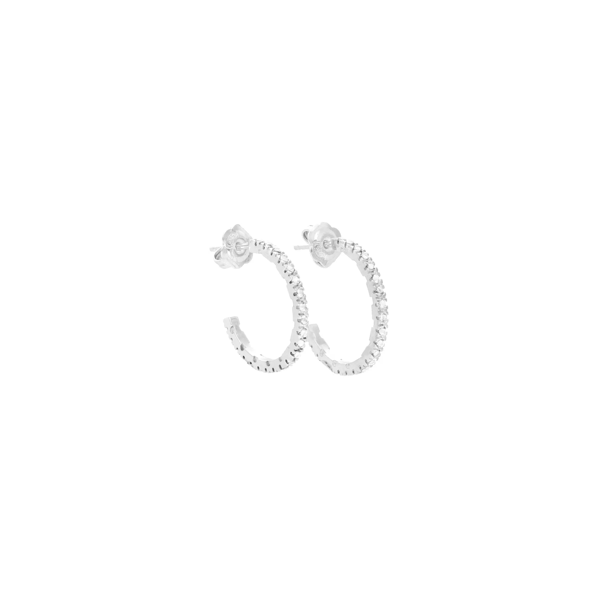 Orecchini Round in argento 925 con zirconi bianchi - collezione Nuance - Adami Gioielli