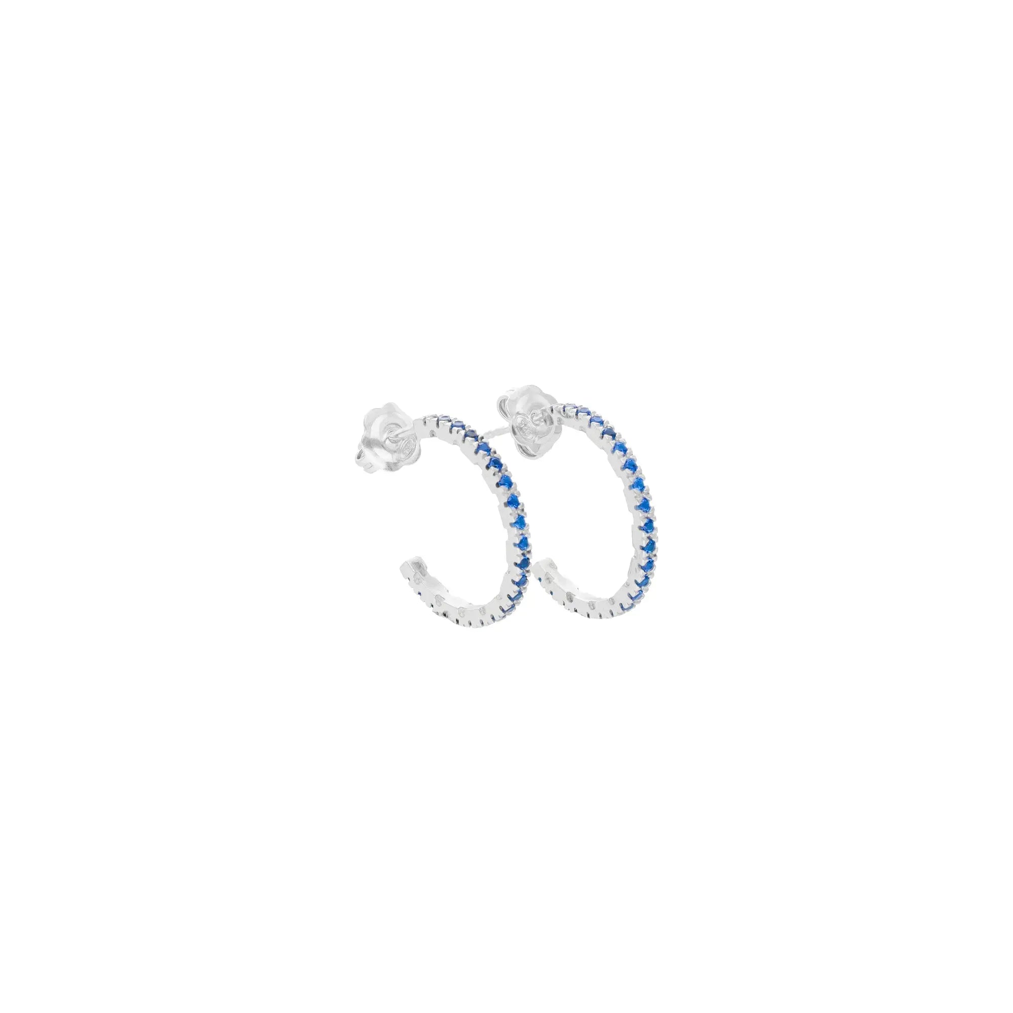 Orecchini Round in argento 925 con zirconi blu - collezione Nuance - Adami Gioielli