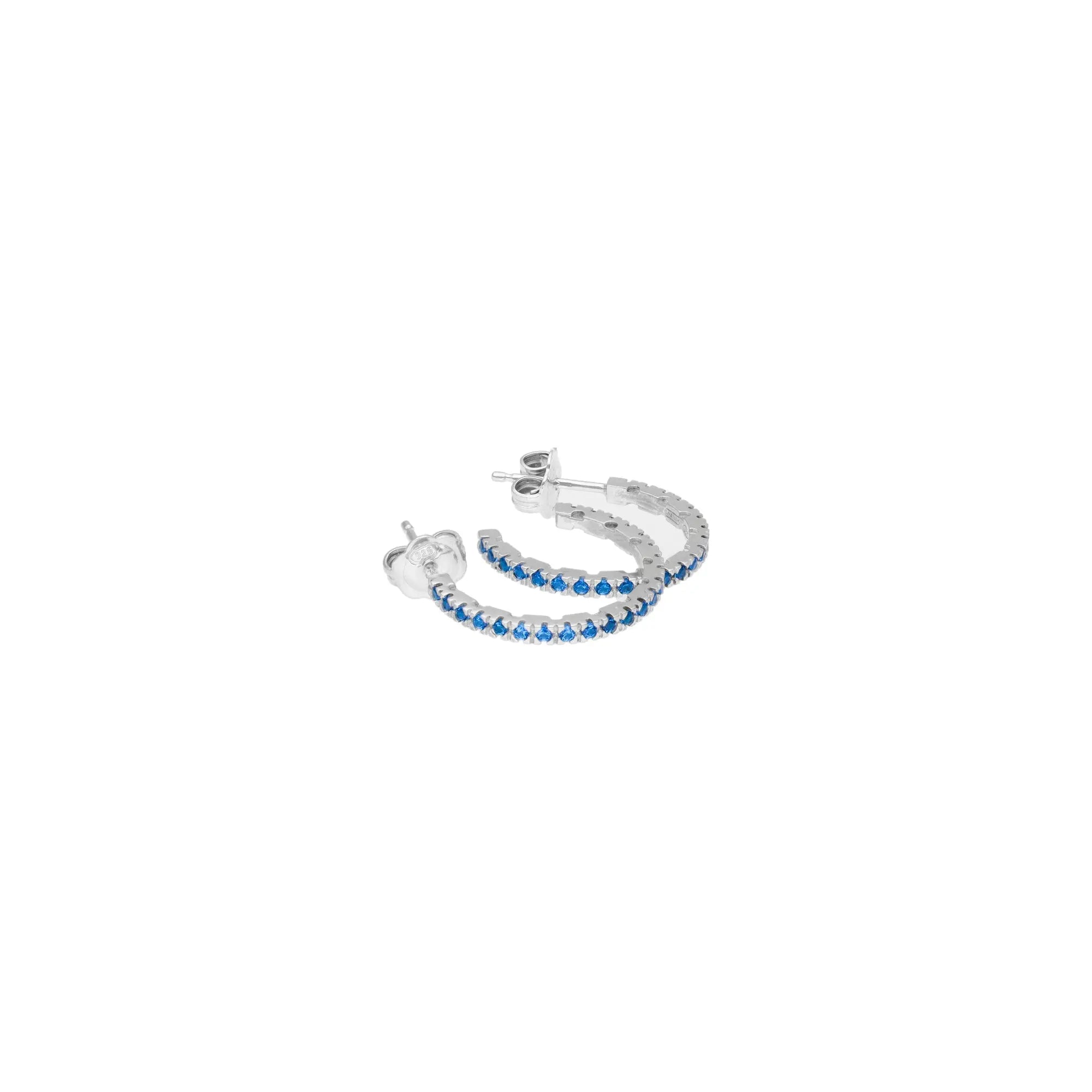 Orecchini Round in argento 925 con zirconi blu - collezione Nuance - Adami Gioielli