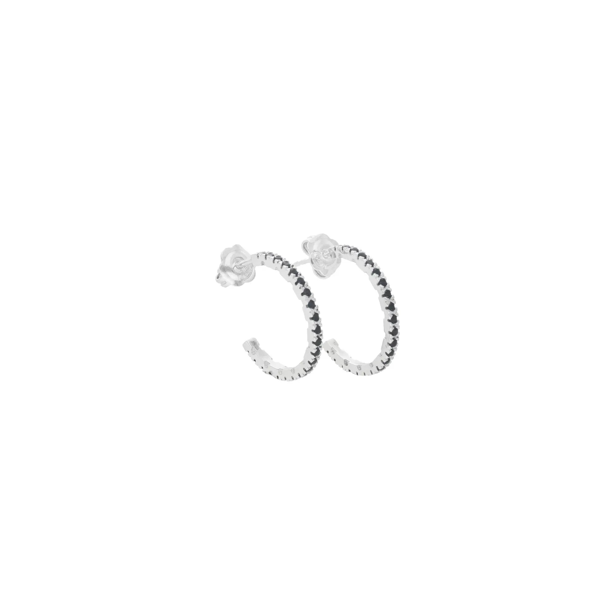 Orecchini Round in argento 925 con zirconi neri - collezione Nuance - Adami Gioielli