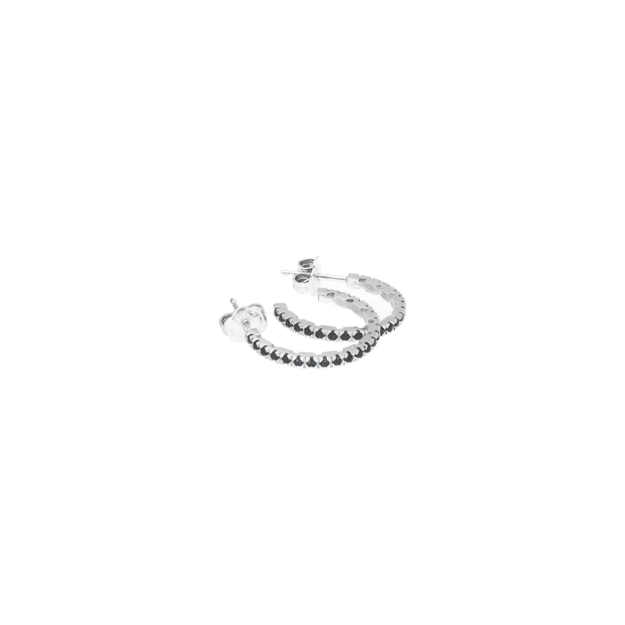 Orecchini Round in argento 925 con zirconi neri - collezione Nuance - Adami Gioielli