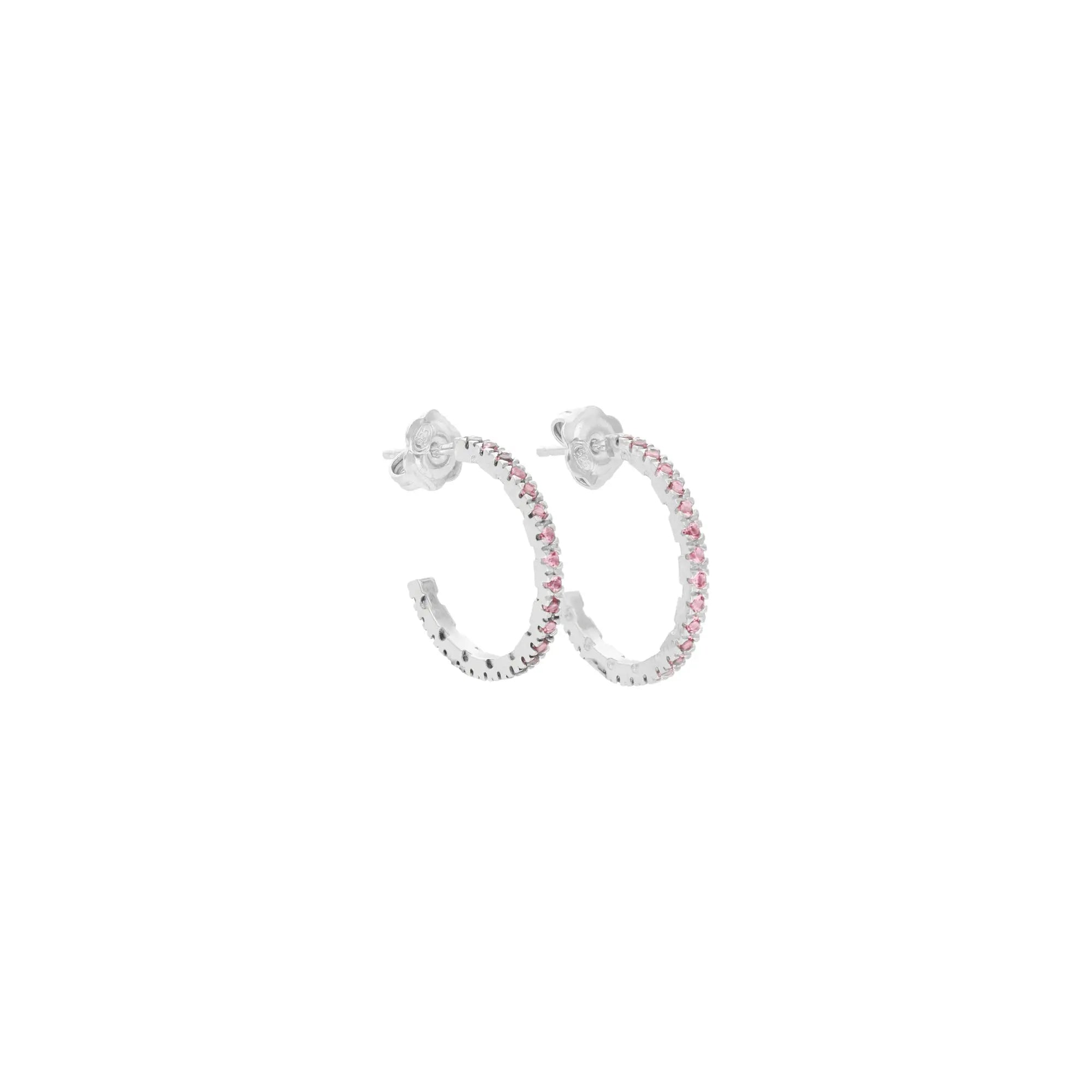 Orecchini Round in argento 925 con zirconi rosa - collezione Nuance - Adami Gioielli